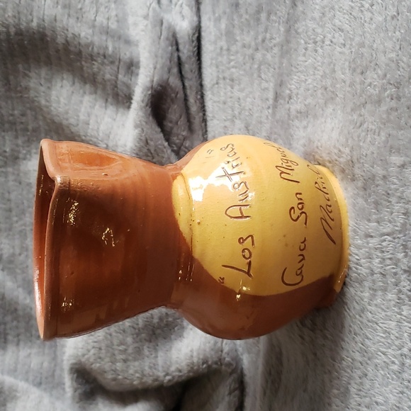 Vintage stoneware 6" pitcher handmade Los Austrias Madrid Spain brown & yellow - Picture 5 of 5